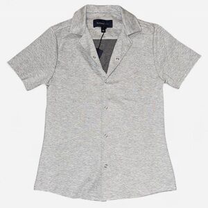 River Island Grey Short Sleeve Collared Button Down Shirt (men’s medium); NWT